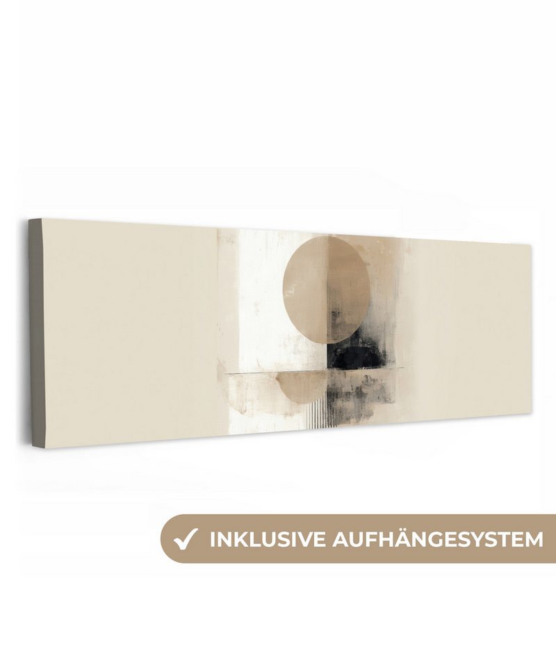 OneMillionCanvasses® Leinwandbild Panorama Kreis - Zusammensetzung - Tiefe - Beige, Fotodruck (1 St), Wandbild, Deko Schlafzimmer Wohnzimmer Flur 60x20 cm von OneMillionCanvasses®
