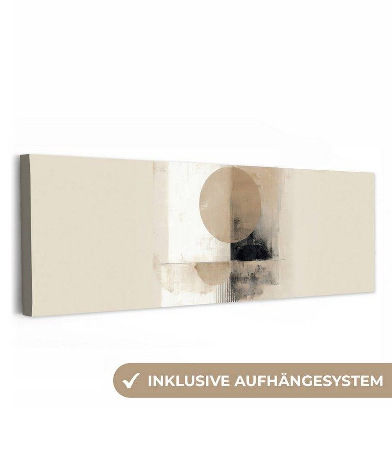 OneMillionCanvasses® Leinwandbild Panorama Kreis - Zusammensetzung - Tiefe - Beige, Fotodruck (1 St), Wandbild, Deko Schlafzimmer Wohnzimmer Flur 60x20 cm von OneMillionCanvasses®