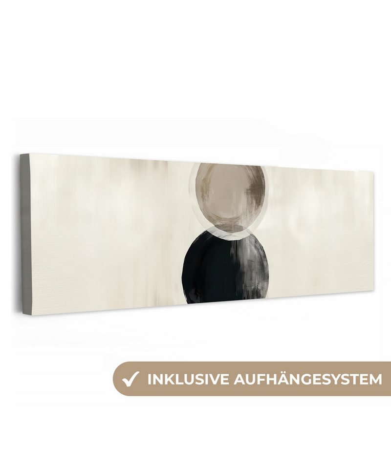 OneMillionCanvasses® Leinwandbild Panorama Kreise - Form - Beige - Abstrakt, Fotodruck (1 St), Wandbild, Deko Schlafzimmer Wohnzimmer Flur 60x20 cm von OneMillionCanvasses®