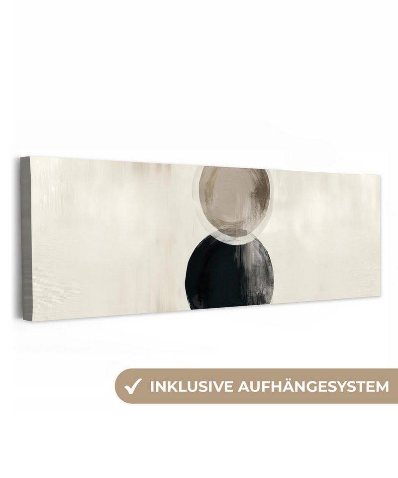 OneMillionCanvasses® Leinwandbild Panorama Kreise - Form - Beige - Abstrakt, Fotodruck (1 St), Wandbild, Deko Schlafzimmer Wohnzimmer Flur 60x20 cm von OneMillionCanvasses®