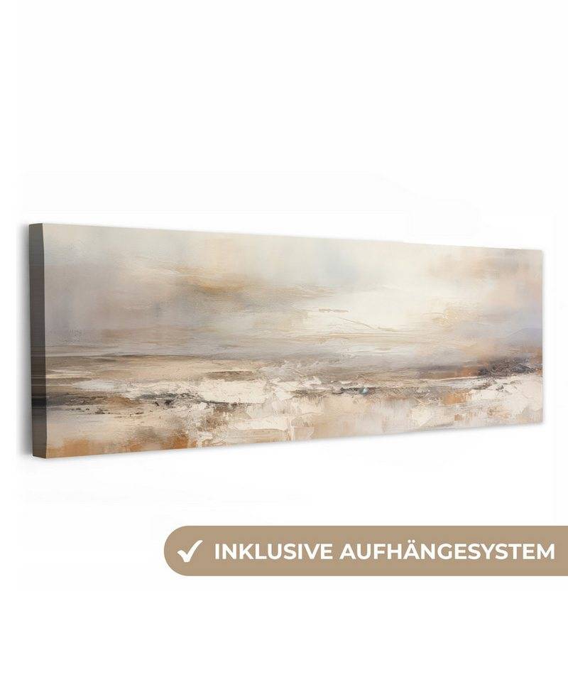 OneMillionCanvasses® Leinwandbild Panorama Kunst - Industriell - Grau - Braun - Abstrakt, Fotodruck (1 St), Schlafzimmer Deko Aesthetic, Bilder über Bett, 60x20 cm von OneMillionCanvasses®