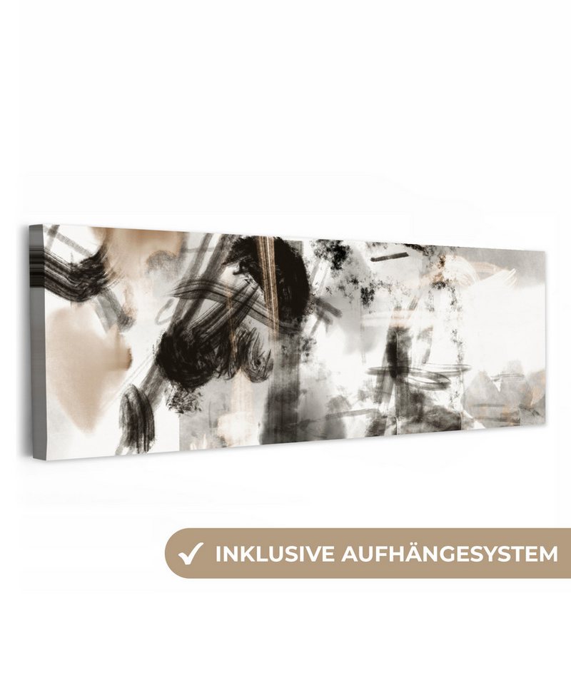 OneMillionCanvasses® Leinwandbild Panorama Malerei - Farbe - Schwarz und Weiß - Kunst, Fotodruck (1 St), Wandbild, Deko Schlafzimmer Wohnzimmer Flur 60x20 cm von OneMillionCanvasses®