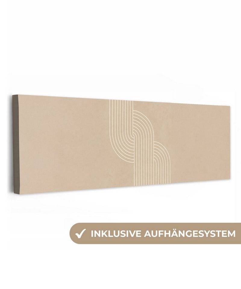 OneMillionCanvasses® Leinwandbild Panorama Parallele Linien - Leichte Textur - Beige, Fotodruck (1 St), Wandbild, Deko Schlafzimmer Wohnzimmer Flur 60x20 cm von OneMillionCanvasses®
