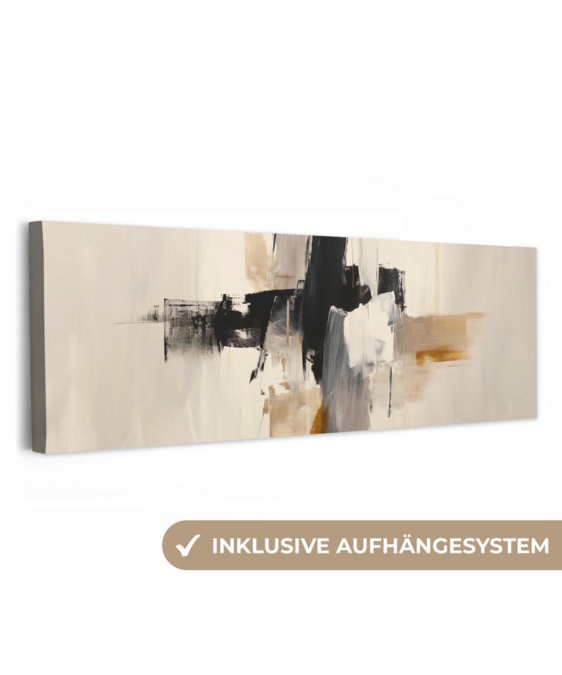 OneMillionCanvasses® Leinwandbild Panorama Pinselstriche - Grob - Abstrakt - Beige, Fotodruck (1 St), Wandbild, Deko Schlafzimmer Wohnzimmer Flur 60x20 cm von OneMillionCanvasses®