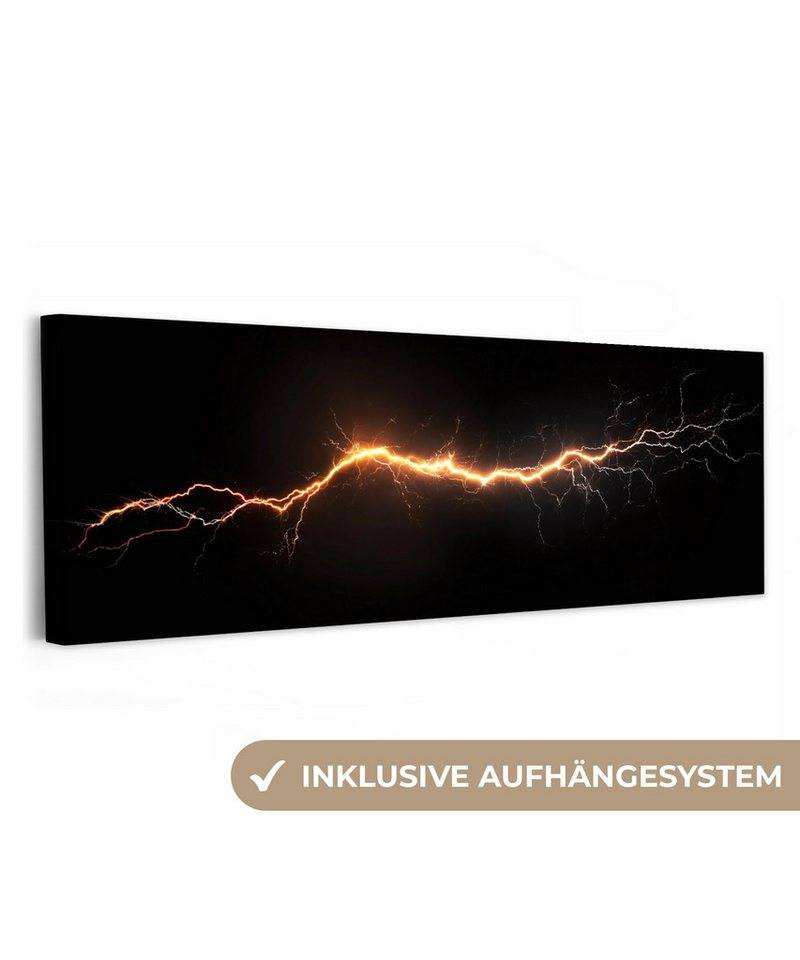 OneMillionCanvasses® Leinwandbild Panorama Spiele - Orange - Blitzlicht - Licht, Fotodruck (1 St), Wandbild, Deko Schlafzimmer Wohnzimmer Flur 60x20 cm von OneMillionCanvasses®