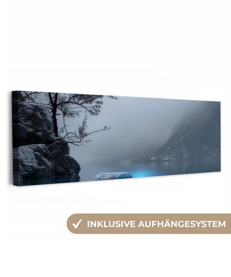OneMillionCanvasses® Leinwandbild Panorama Steine - Wasser - Bäume - Natur, Fotodruck (1 St), Wandbild, Deko Schlafzimmer Wohnzimmer Flur 60x20 cm von OneMillionCanvasses®