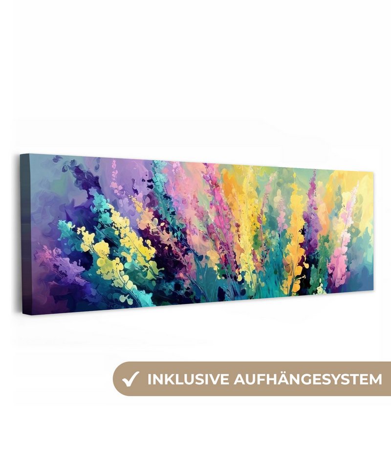 OneMillionCanvasses® Leinwandbild Panorama Verträumt - langgestreckte Blumen, Fotodruck (1 St), Wandbild, Deko Schlafzimmer Wohnzimmer Flur 60x20 cm von OneMillionCanvasses®