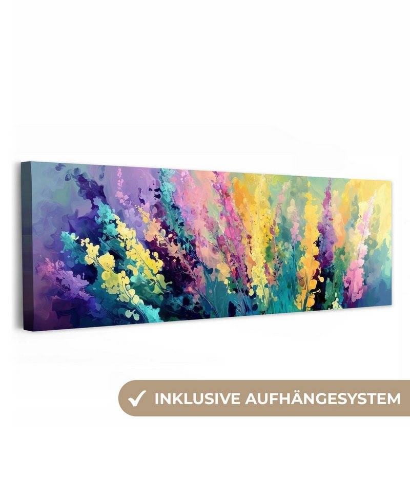 OneMillionCanvasses® Leinwandbild Panorama Verträumt - langgestreckte Blumen, Fotodruck (1 St), Wandbild, Deko Schlafzimmer Wohnzimmer Flur 60x20 cm von OneMillionCanvasses®