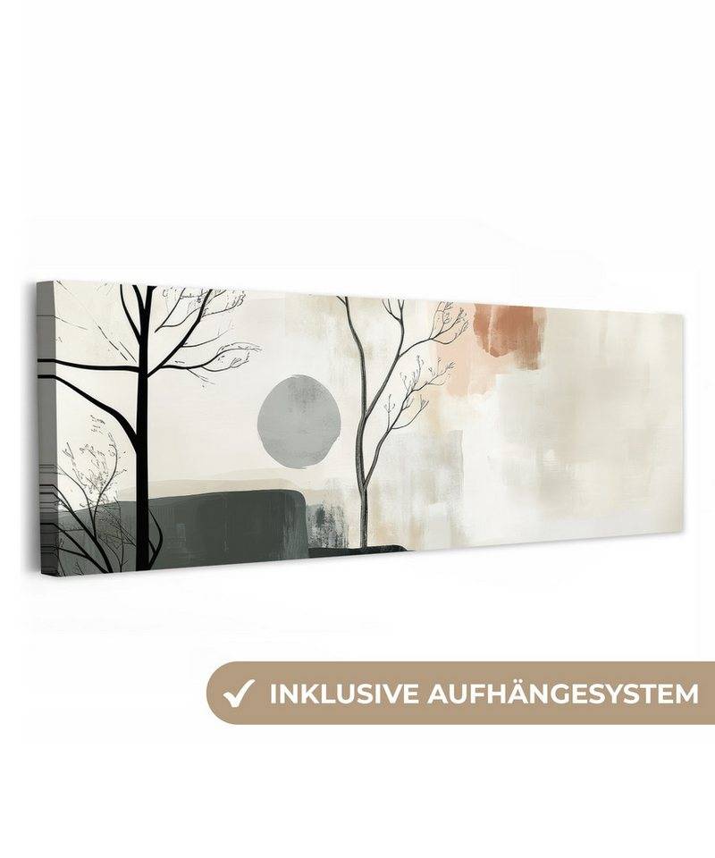 OneMillionCanvasses® Leinwandbild Panorama Wabi sabi - Beige - Pflanze, Fotodruck (1 St), Wandbild, Deko Schlafzimmer Wohnzimmer Flur 60x20 cm von OneMillionCanvasses®
