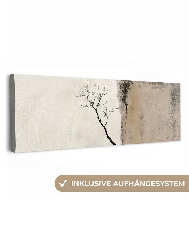 OneMillionCanvasses® Leinwandbild Panorama Wabi sabi - Pflanze - Beige, Fotodruck (1 St), Wandbild, Deko Schlafzimmer Wohnzimmer Flur 60x20 cm von OneMillionCanvasses®