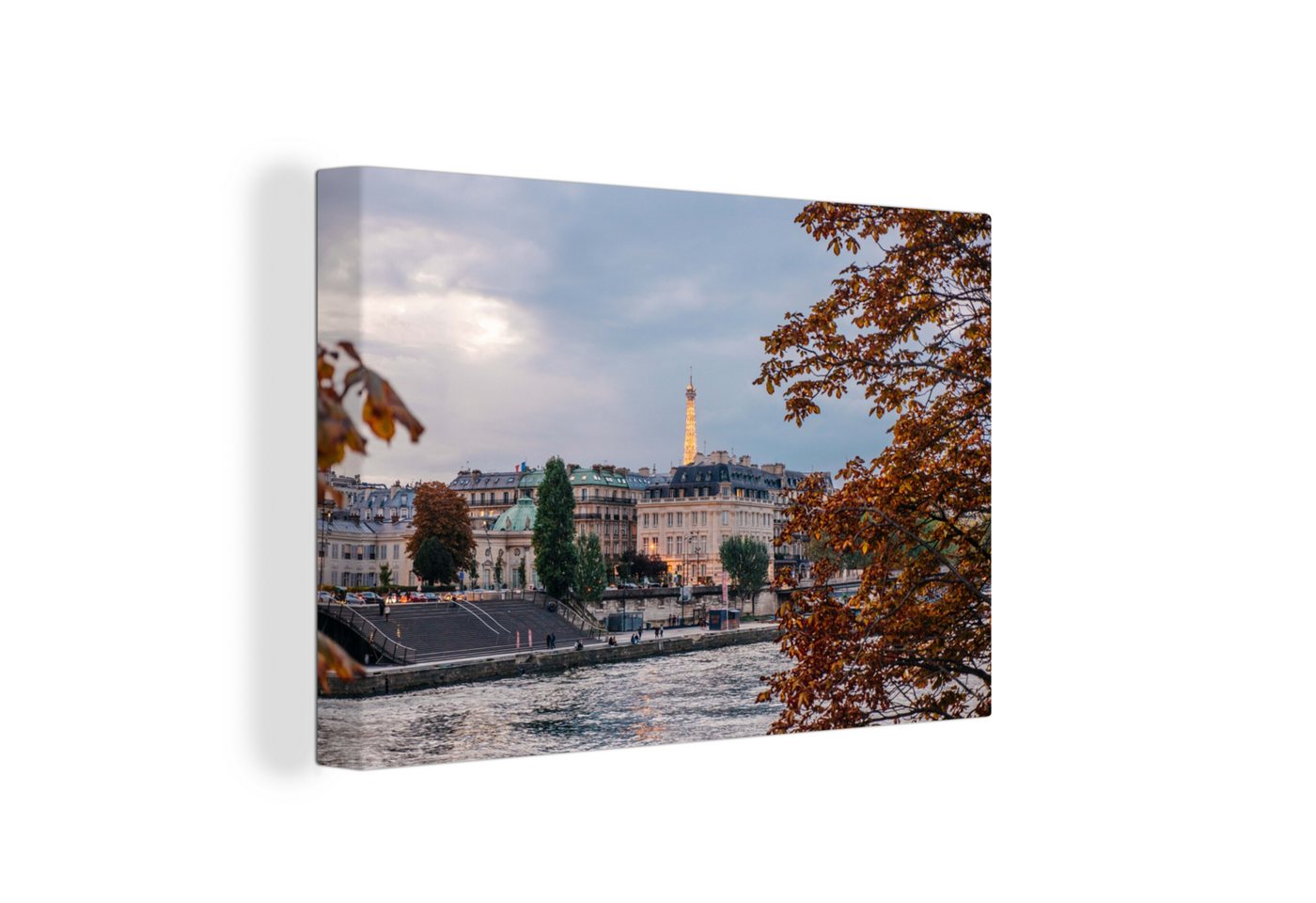OneMillionCanvasses® Leinwandbild Paris - Seine - Schloss, (1 St), Wandbild Leinwandbilder, Aufhängefertig, Wanddeko, 30x20 cm von OneMillionCanvasses®