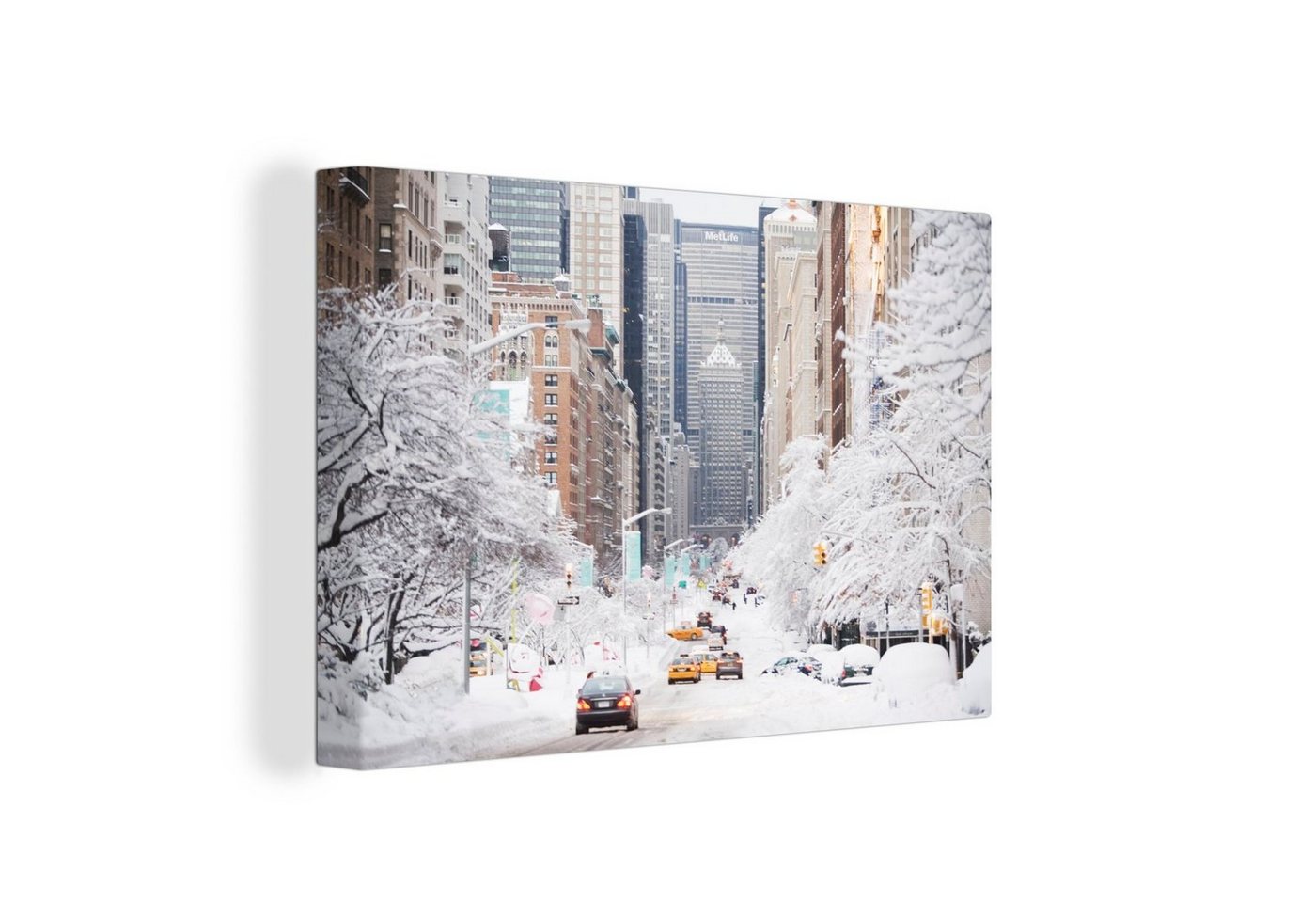 OneMillionCanvasses® Leinwandbild Park Avenue in New York im Winter, (1 St), Wandbild Leinwandbilder, Aufhängefertig, Wanddeko, 30x20 cm von OneMillionCanvasses®