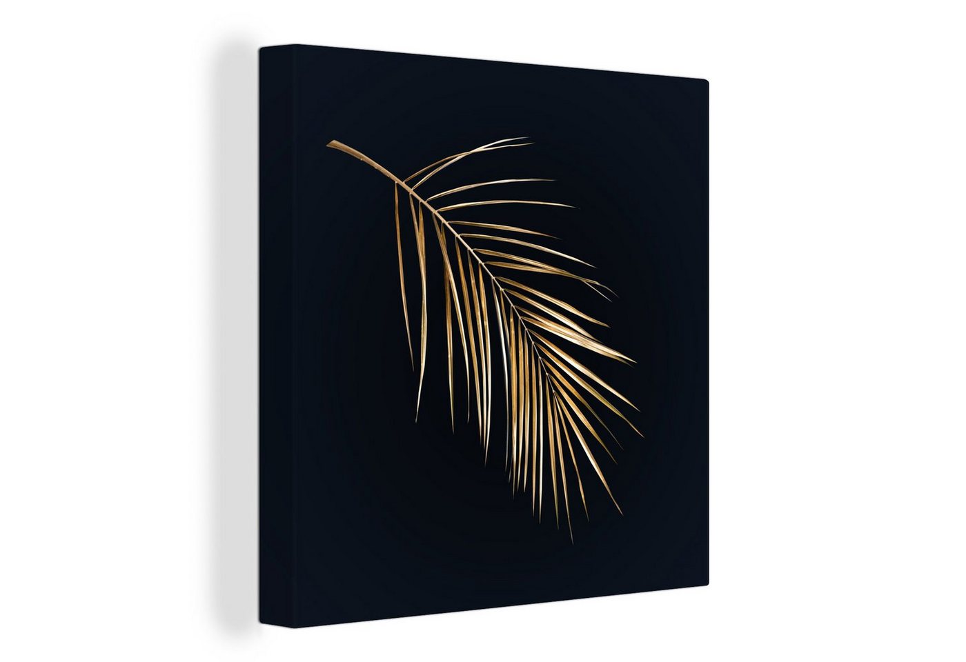 OneMillionCanvasses® Leinwandbild Pflanzen - Gold - Schwarz - Blätter - Luxus, (1 St), Wandbild, Deko Schlafzimmer Wohnzimmer Flur 20x20 cm von OneMillionCanvasses®