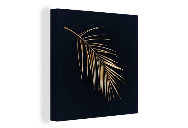 OneMillionCanvasses® Leinwandbild Pflanzen - Gold - Schwarz - Blätter - Luxus, (1 St), Wandbild, Deko Schlafzimmer Wohnzimmer Flur 20x20 cm von OneMillionCanvasses®
