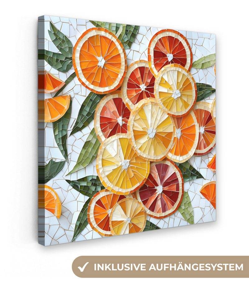 OneMillionCanvasses® Leinwandbild Scheiben - Obst - Orange - Mosaik, Fotodruck (1 St), Wandbild, Deko Schlafzimmer Wohnzimmer Flur 20x20 cm von OneMillionCanvasses®