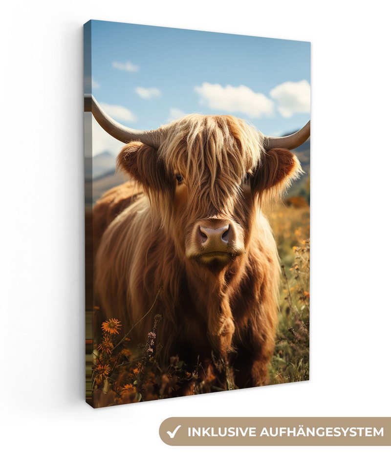 OneMillionCanvasses® Leinwandbild Schottischer Hochländer - Tierporträt - Natur - Tier, Braun - Schottischer Highlander (1 St), Leinwand Wandbild, Wanddekoration 20x30 cm von OneMillionCanvasses®