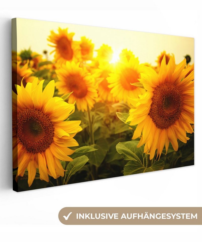 OneMillionCanvasses® Leinwandbild Sonnenblume - Gelb - Blumen - Sonne, (1 St), Wandbild Leinwandbilder, Aufhängefertig, Wanddeko, 30x20 cm von OneMillionCanvasses®