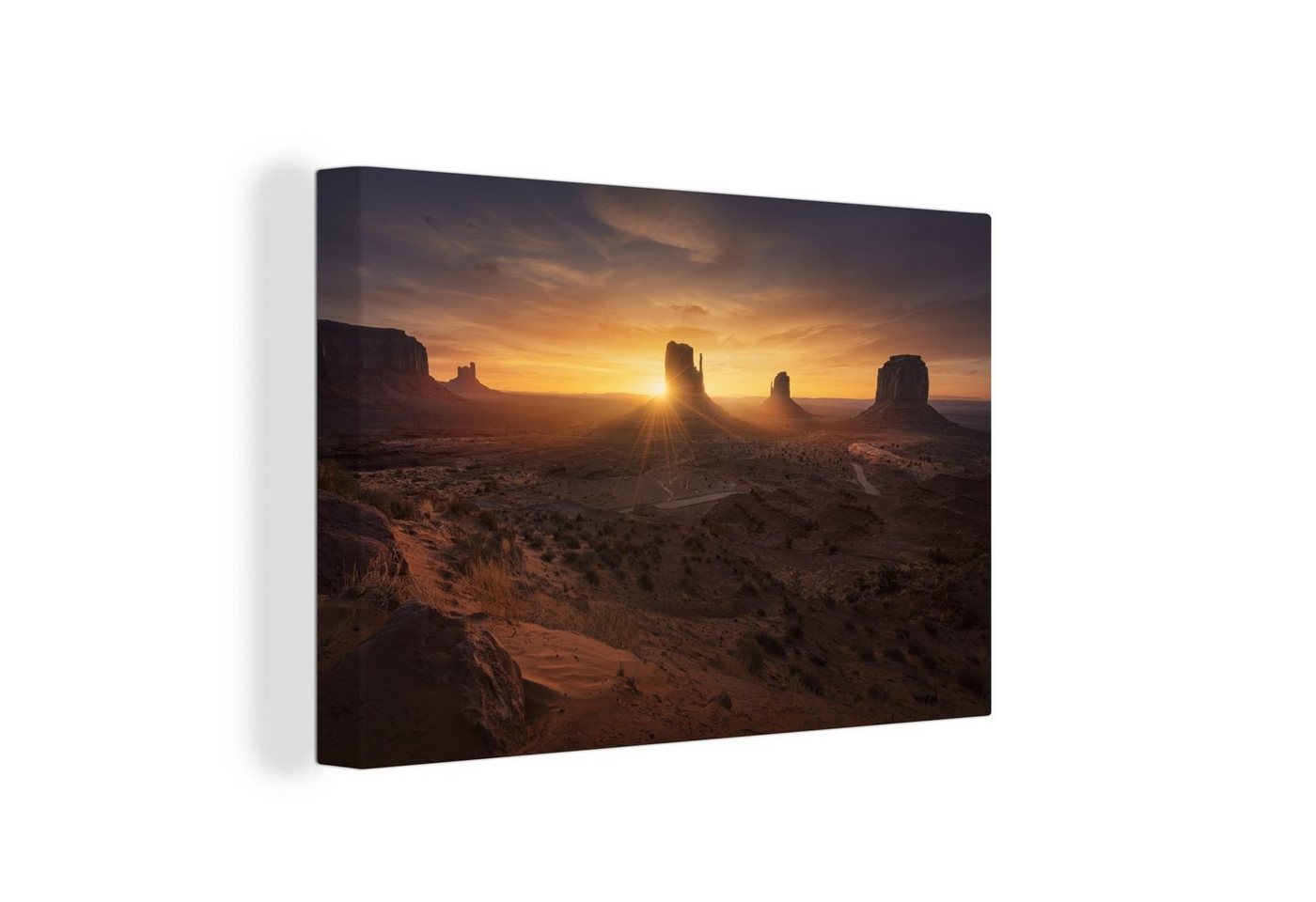 OneMillionCanvasses® Leinwandbild Sonnenuntergang am Grand Canyon, (1 St), Wandbild Leinwandbilder, Aufhängefertig, Wanddeko, 30x20 cm von OneMillionCanvasses®