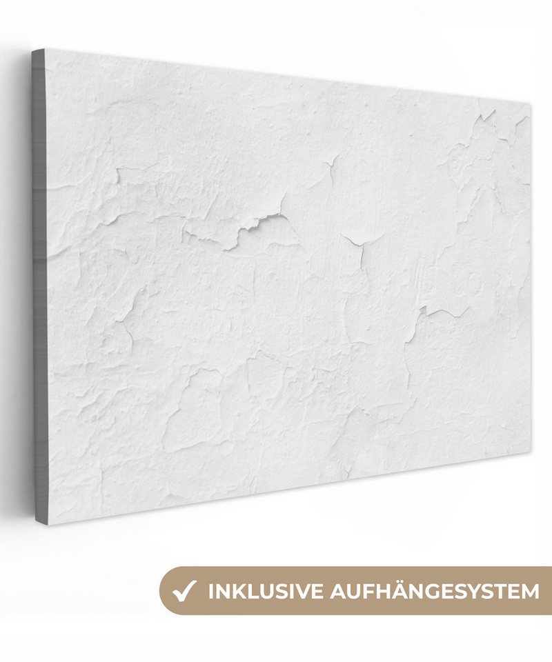 OneMillionCanvasses® Leinwandbild Spachtelmasse - Weiß - Textur, Fotodruck (1 St), Leinwand Bilder Klein, Wand Dekoration Aesthetic 30x20 cm von OneMillionCanvasses®