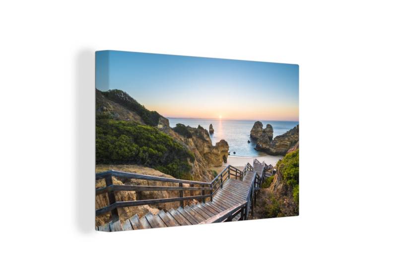OneMillionCanvasses® Leinwandbild Treppe zum Strand an der Algarve, Portugal, Fotodruck (1 St), Leinwand Bilder Klein, Wand Dekoration Aesthetic 30x20 cm von OneMillionCanvasses®