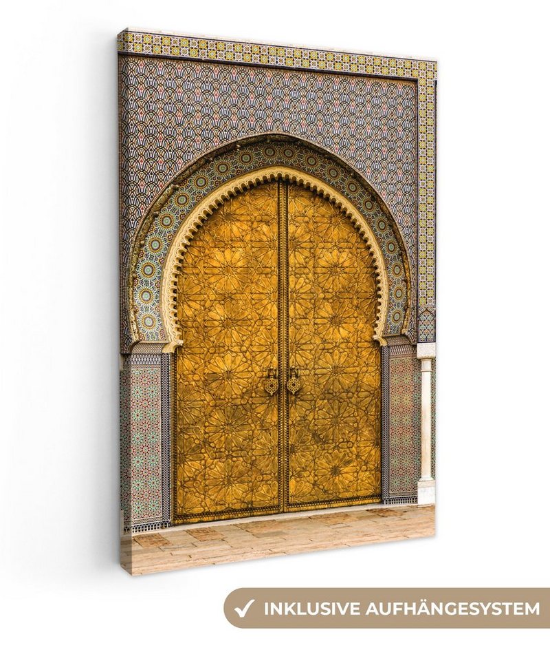 OneMillionCanvasses® Leinwandbild Türen - Architektur - Gold - Muster, Fotodruck (1 St), Wandbild, Deko Schlafzimmer Wohnzimmer Flur 20x20 cm von OneMillionCanvasses®