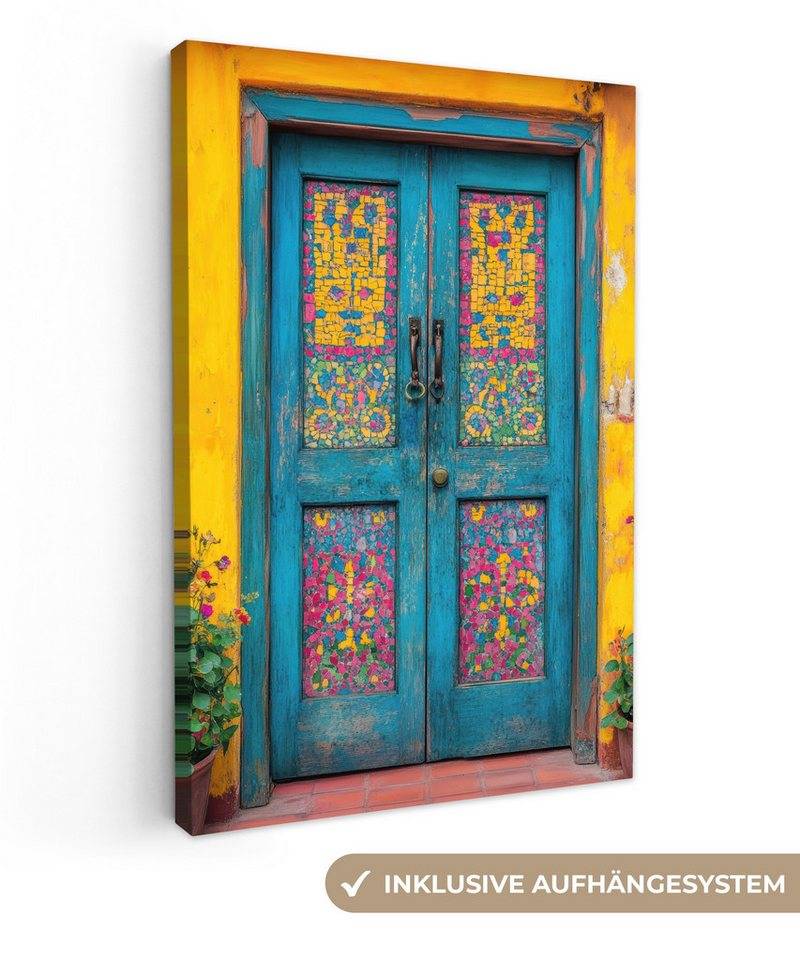 OneMillionCanvasses® Leinwandbild Türen - Farbenfroh - Pflanzen, Fotodruck (1 St), Leinwand Canvas Wandbild, Wanddekoration 20x30 cm von OneMillionCanvasses®