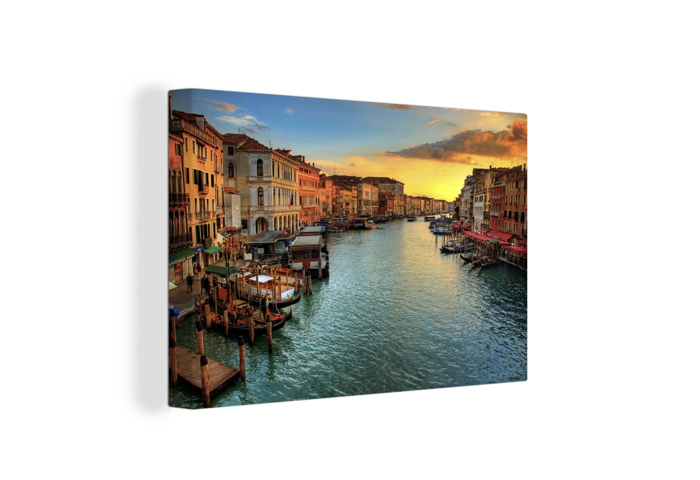 OneMillionCanvasses® Leinwandbild Venedig - Sonnenuntergang - Italien, Venedig (1 St), Wandbild Leinwandbilder, Aufhängefertig, Wanddeko, 30x20 cm von OneMillionCanvasses®