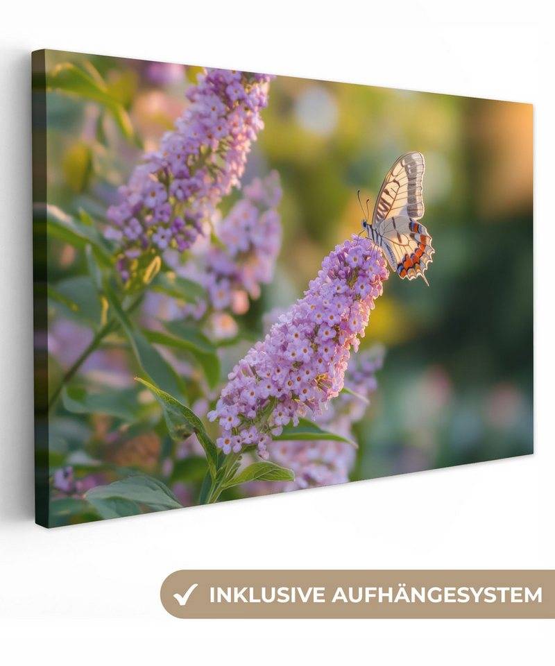 OneMillionCanvasses® Leinwandbild Verschnörkelt - Schmetterling - Lila - Blumen, Fotodruck (1 St), Leinwand Canvas Wandbild, Wanddekoration 20x30 cm von OneMillionCanvasses®