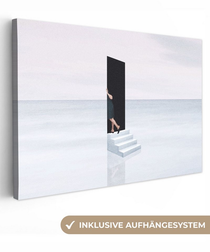 OneMillionCanvasses® Leinwandbild Vintage - Tür - Abstrakt, Fotodruck (1 St), Wandbild, Deko Schlafzimmer Wohnzimmer Flur 20x20 cm von OneMillionCanvasses®