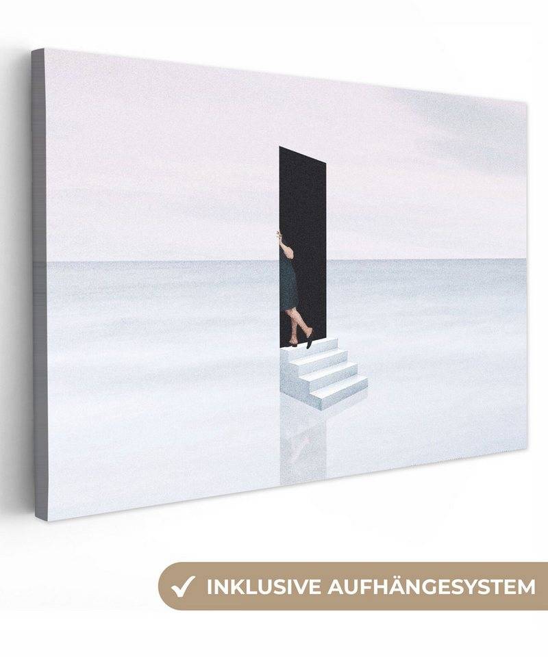 OneMillionCanvasses® Leinwandbild Vintage - Tür - Abstrakt, Fotodruck (1 St), Wandbild, Deko Schlafzimmer Wohnzimmer Flur 20x20 cm von OneMillionCanvasses®