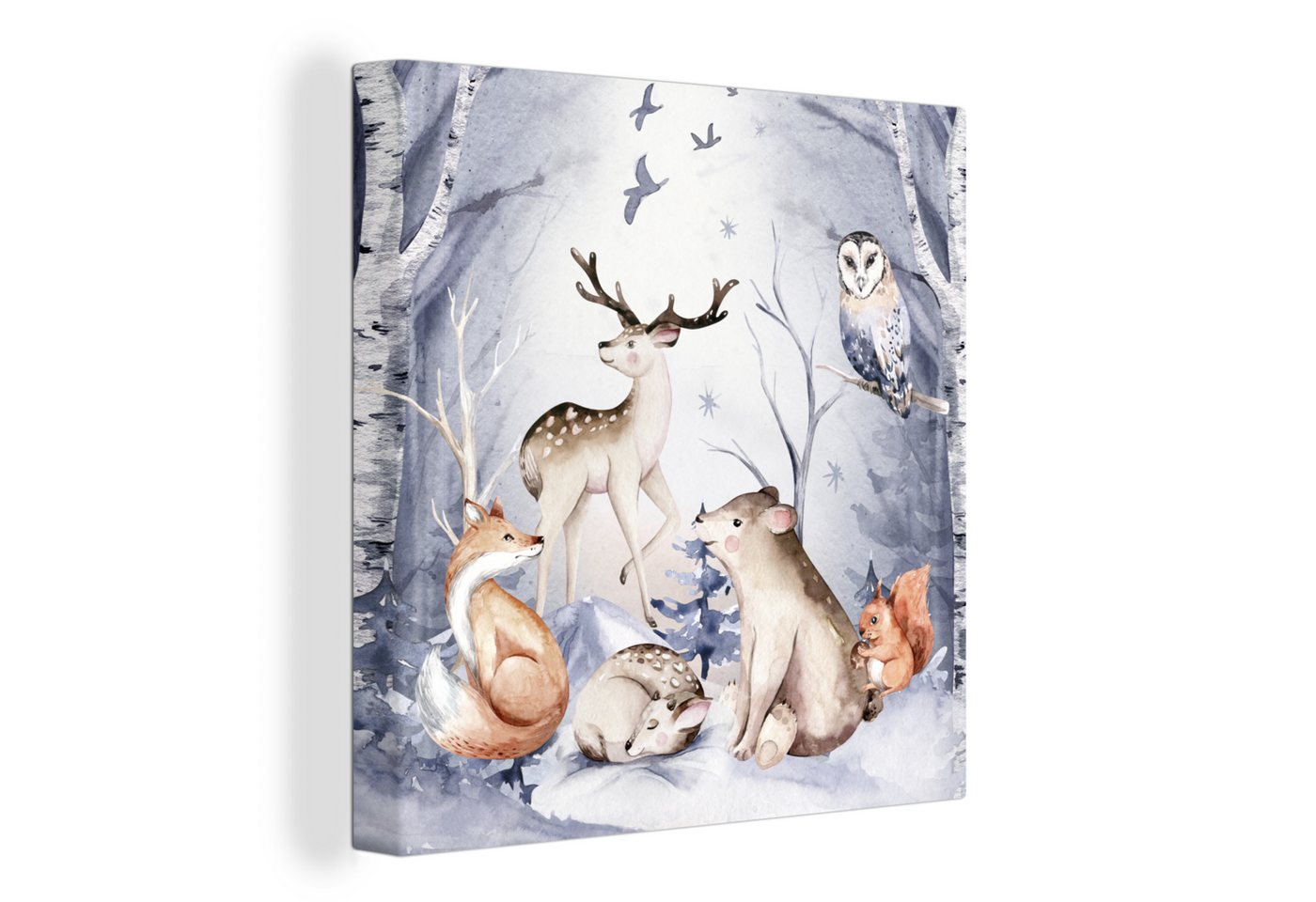 OneMillionCanvasses® Leinwandbild Wald - Winter - Weihnachten, (1 St), Leinwand Bilder für Wohnzimmer Schlafzimmer von OneMillionCanvasses®