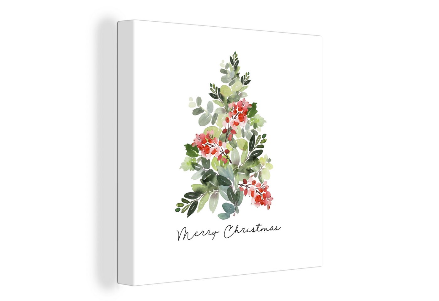 OneMillionCanvasses® Leinwandbild Weihnachten - Aquarell - Weihnachtsbaum, (1 St), Leinwand Bilder für Wohnzimmer Schlafzimmer von OneMillionCanvasses®