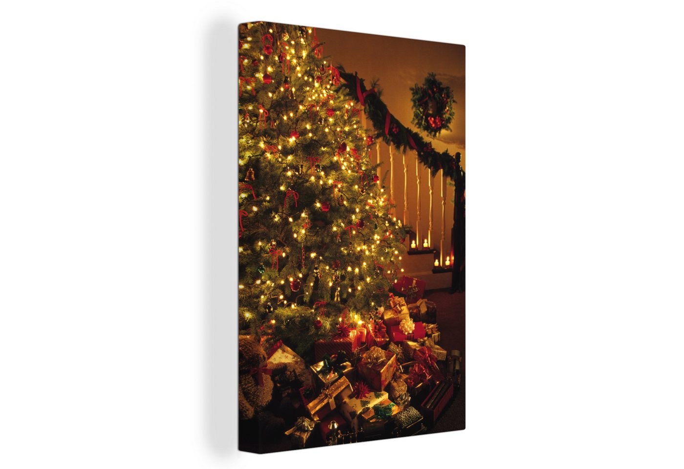OneMillionCanvasses® Leinwandbild Weihnachten - Weihnachtsbaum - Weihnachtsschmuck, (1 St), Leinwandbild fertig bespannt inkl. Zackenaufhänger, Gemälde, 20x30 cm von OneMillionCanvasses®