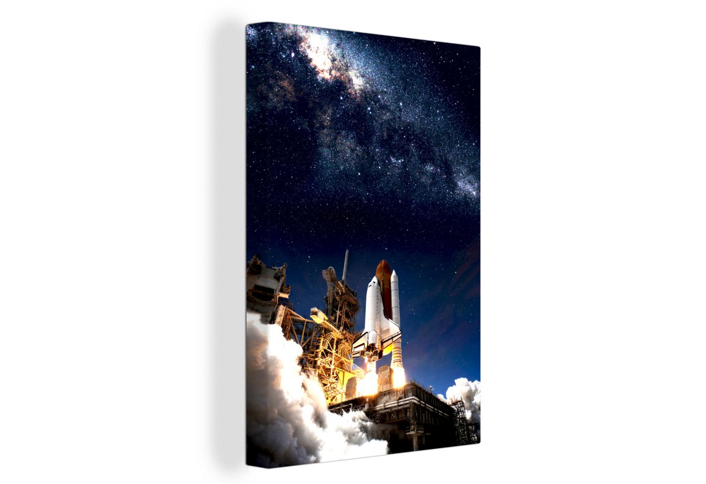 OneMillionCanvasses® Leinwandbild Weltraum - Sterne - Rakete, (1 St), Leinwandbild fertig bespannt inkl. Zackenaufhänger, Gemälde, 20x30 cm von OneMillionCanvasses®