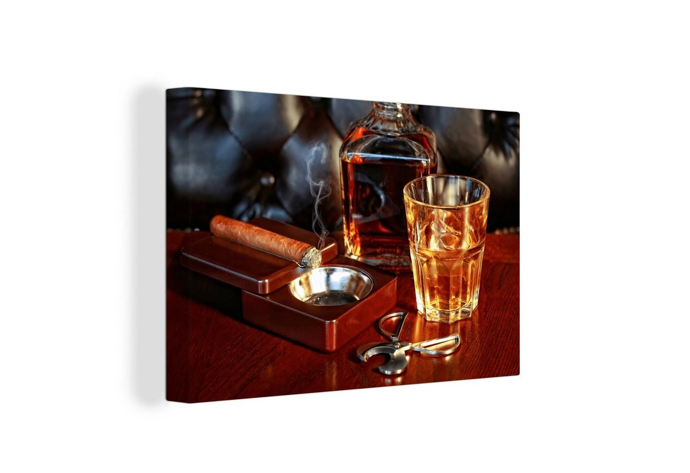 OneMillionCanvasses® Leinwandbild Whiskey - Flasche - Karaffe, Fotodruck (1 St), Leinwand Bilder Klein, Wand Dekoration Aesthetic 30x20 cm von OneMillionCanvasses®