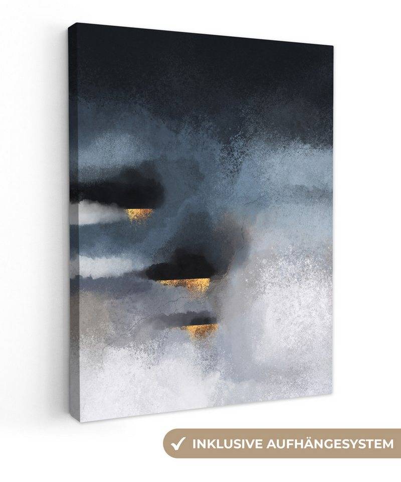 OneMillionCanvasses® Leinwandbild Wolken - Gold - Abstrakt, (1 St), Leinwand Bilder für Wohnzimmer Schlafzimmer 30x40 cm von OneMillionCanvasses®