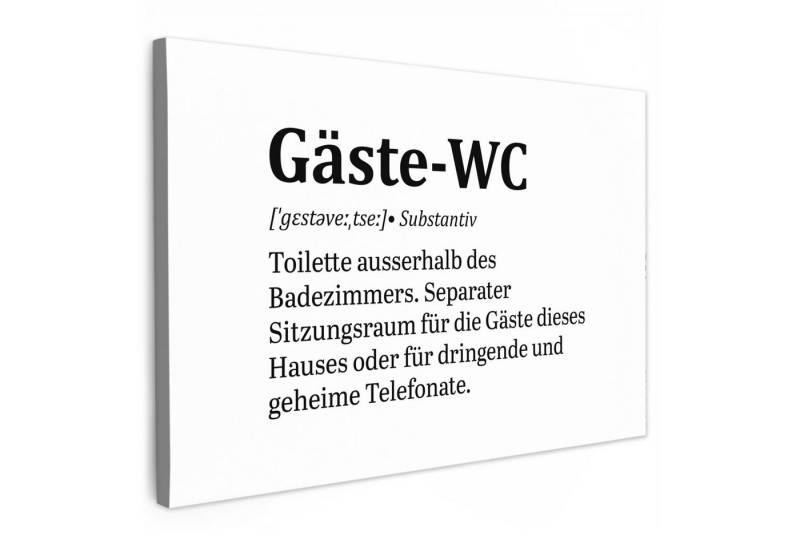 OneMillionCanvasses® Leinwandbild Zitat - Definition - Gäste-wc - Weiß, (1 St), Bilder für Badezimmer, Bad und Toiletten Deko, Bild WC 30x20 cm von OneMillionCanvasses®