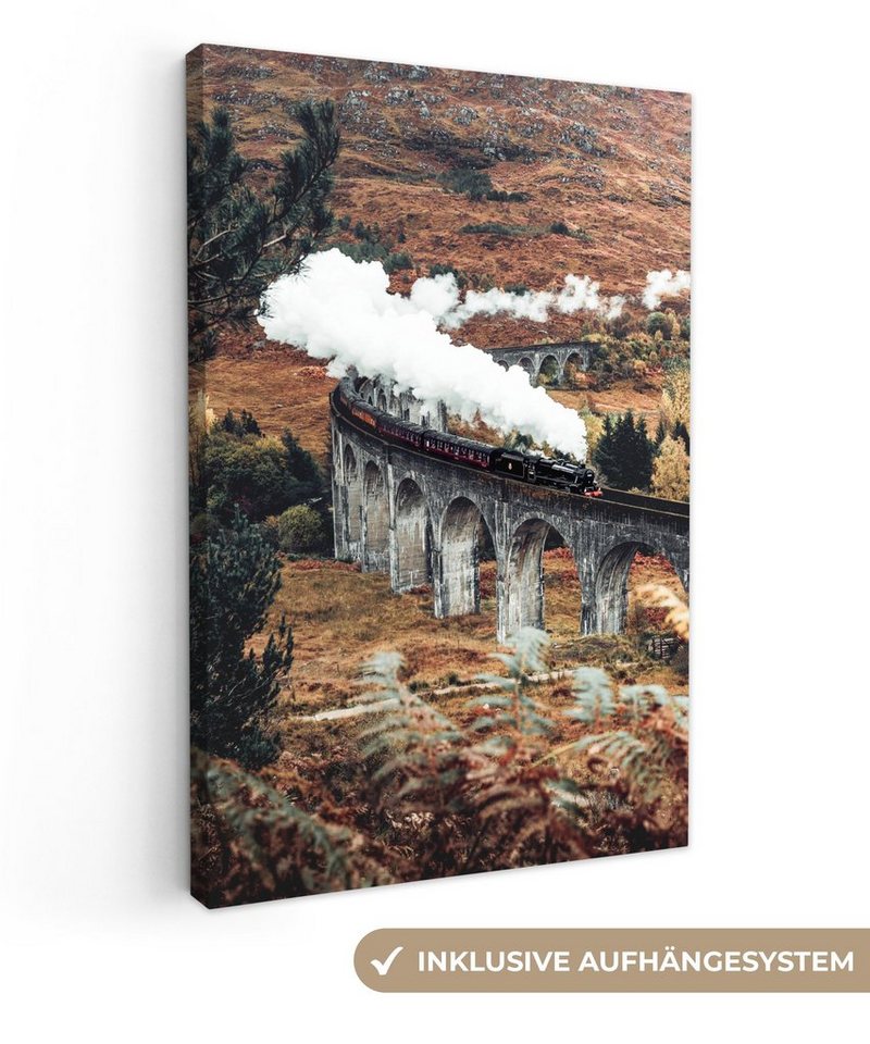 OneMillionCanvasses® Leinwandbild Zug - Natur - Herbst - Architektur, (1 St), Leinwandbild fertig bespannt inkl. Zackenaufhänger, Gemälde, 20x30 cm von OneMillionCanvasses®