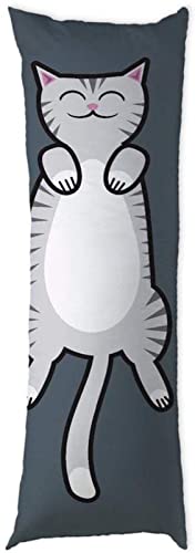 OneMtoss Kissenbezug Bauchmassage Katze Grau Kissenbezug Maschinenwaschbar Pfirsich Haut Velour 40 x 140 cm von OneMtoss
