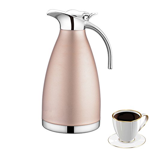 OnePine 2.0 Liter/70 oz Doppelschicht Isolations Topf thermosflasche Edelstahl Isolierkanne kaffeekanne Vakuum Isolierung thermoskanne Kaffeetopf,100% dicht Heiß und kalt dual Gebrauch (Gold) von OnePine