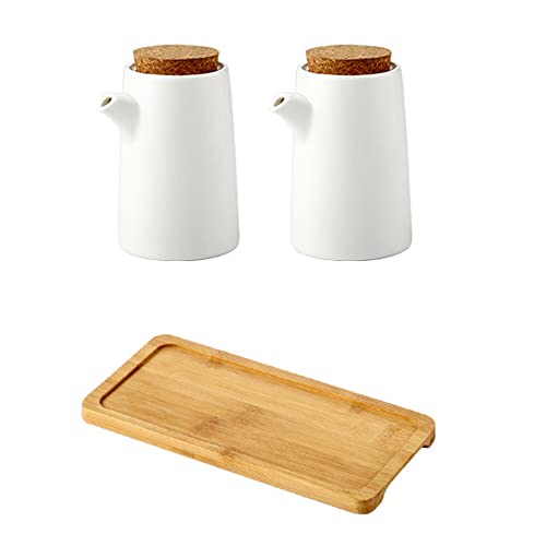 OnePine 2er Pack Öl Flasche Keramik Ölbehälter Küche Öl Essig Spender Set Öl Spender Flasche Küche würze Flasche Gewürzbehälter mit Paletten (Klein) von OnePine