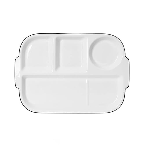 OnePine Geteilte Menüteller, Dessertteller Salatteller Teller 4 Geteilt Porzellan, Portionskontrolle Teller Keramik für Abnehmen von OnePine