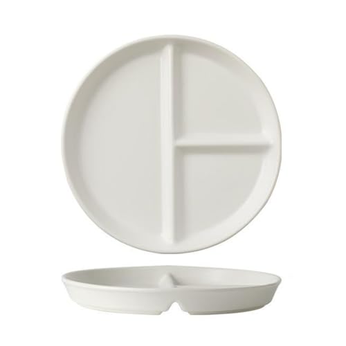 OnePine Menüteller Geteilt Porzellan, 8 inch Orbicular Dessertteller Salatteller Teller 3 Geteilt, Portionskontrolle Teller Keramik für Abnehmen von OnePine