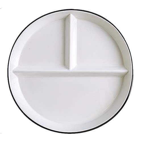 OnePine Porzellan Servierplatten, Dessertteller Salatteller mit 3 Fächern, Diät Teller zur Portionskontrolle, Durchmesser: 23 cm von OnePine