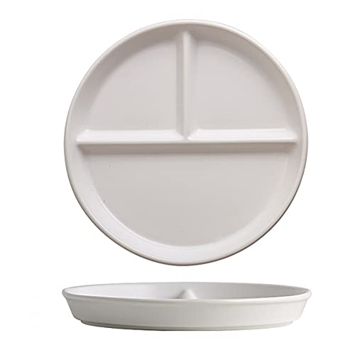 OnePine Porzellan Servierplatten, Snackteller mit 3 fächern kinder Dessertteller Salatteller Geteilte Platte keramik für abnehmen von OnePine