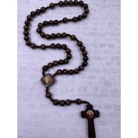 Benedikt Von Nursia Sepia Holzperle Und Paracord Rosenkranz 18" | Rosario Sepia De Madera Y Hilo Santo Benito Hecho A Mano von OneRosary