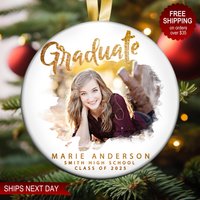 Abschluss-Weihnachtsverzierung, Klasse Von 2024 Oder 2025 Jedem Jahr, College - Highschool-Abschluss, Goldverzierung Abschluss-Weihnachtsverzierung, Klasse Von 2024 Oder 2025 Jedem Jahr, College - Highschool-Abschluss, Goldverzierung von OneStopOrnamentShop