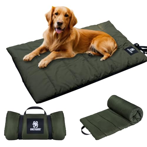 OneTigris Hundedecke 110 x 68cm Waschbares, Hundematte Komfort und Weiches Wasserdichtes Hundebett, Hundekissen für Reise Camping Outdoor - Olive Drab von OneTigris