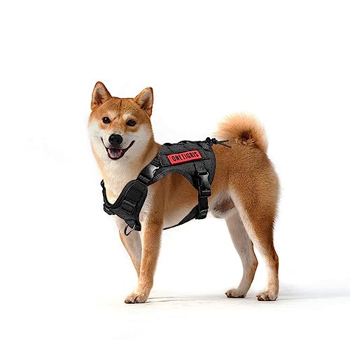 OneTigris Hundegeschirr, FIRE Watcher Taktische Geschirr MOLLE Sicherheitsgeschirr Service Hunde Hundeweste mit 1 Griffe und 2 No-Pull D-Ring 1000D Nylon (XS, Schwarz) von OneTigris