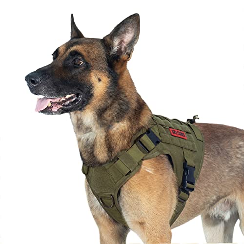 OneTigris Hundegeschirr FIRE Watcher Taktische Hundeweste MOLLE Hundeausbildung Service Hunde Geschirr 1000D Nylon (S, Ranger Grün) von OneTigris